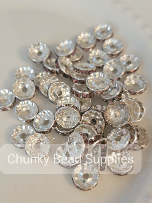 Espaciadores de diamantes de imitación morados de 10 mm