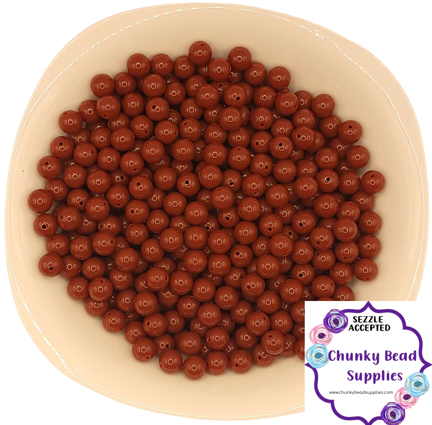 12mm “Copper Brown” Solid Acrylic Beads, CBS Chunky Bead Supplies, Gumball Beads, Chunky Bubblegum Beads