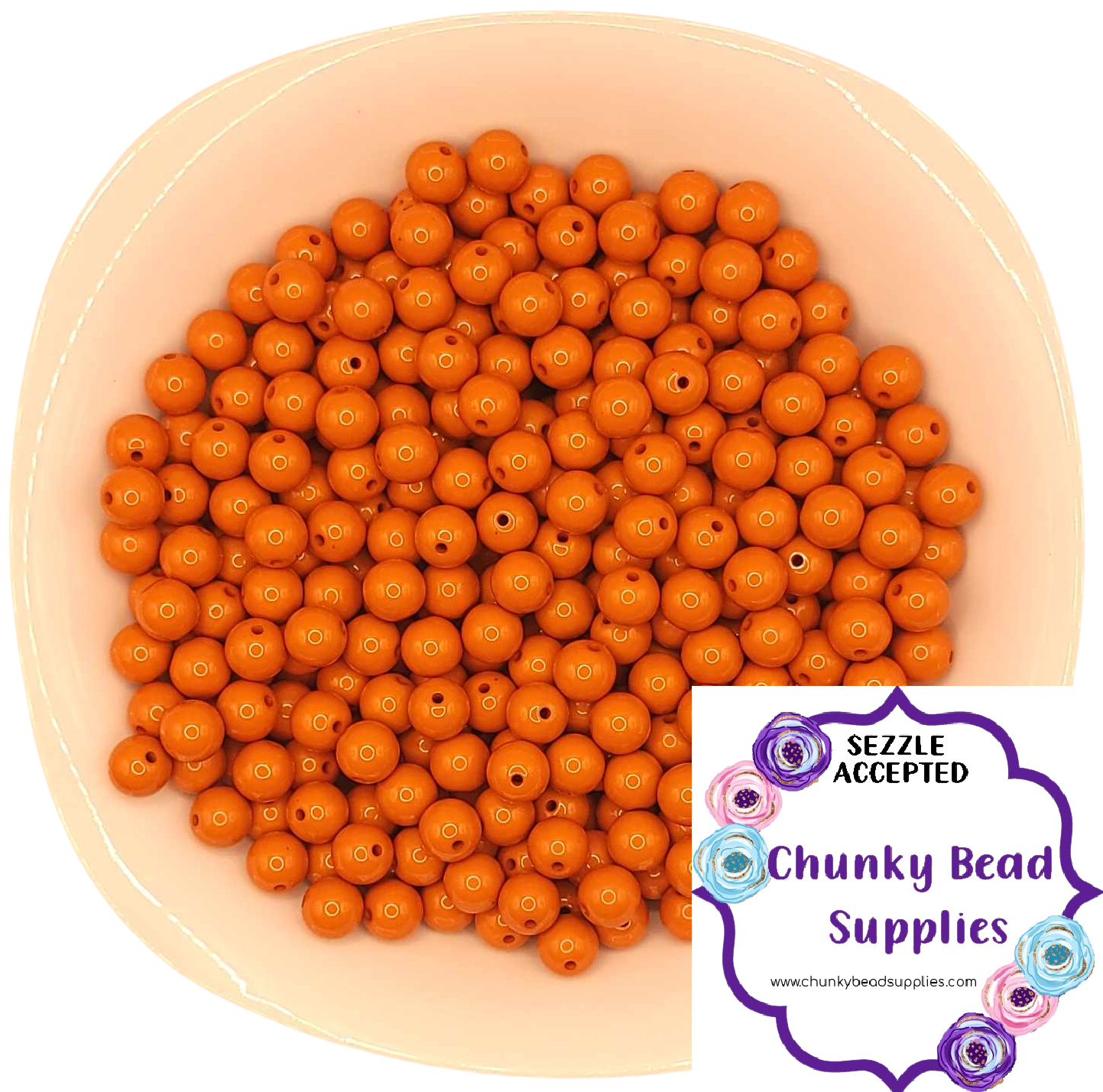Perles acryliques solides « Orange brûlée » de 12 mm, fournitures de perles chunky CBS, perles gumball, perles bubblegum chunky