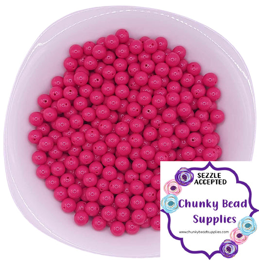 Perles acryliques solides « Hot Pink » de 12 mm, fournitures de perles CBS Chunky, perles Gumball, perles Bubblegum chunky