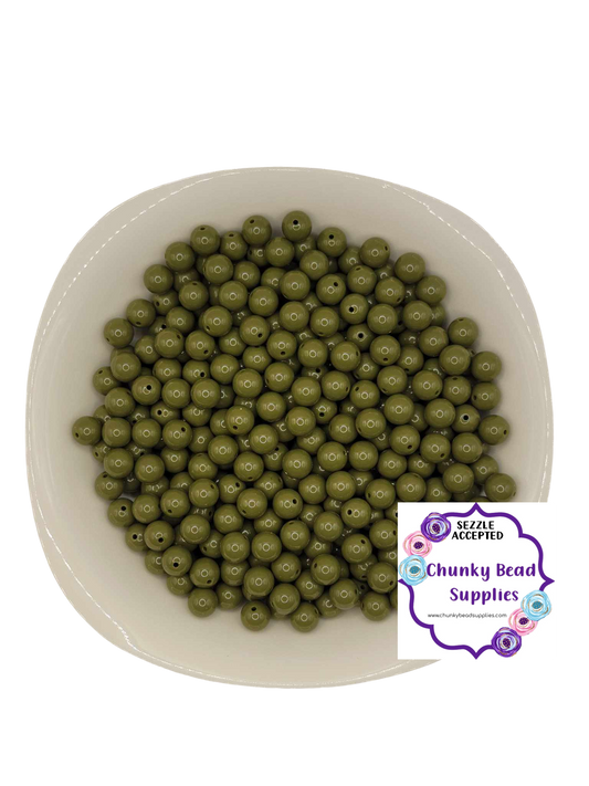 12mm “Army Green” Solid Acrylic Beads, CBS Chunky Bead Supplies, Gumball Beads, Chunky Bubblegum Beads