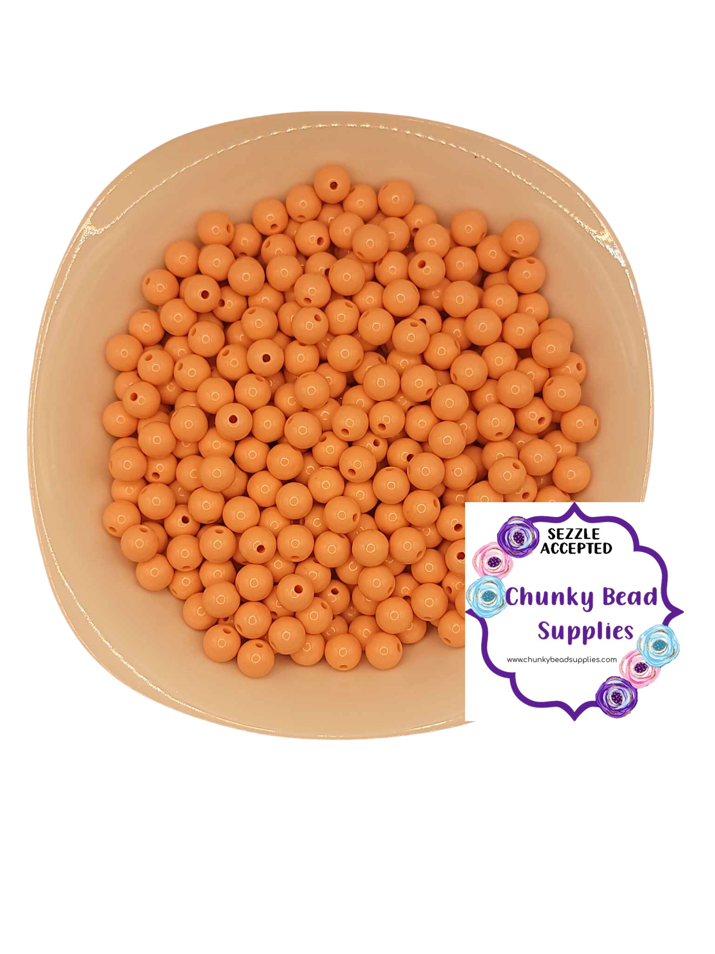 Perles acryliques solides « Pêche » de 12 mm, fournitures de perles CBS Chunky, perles Gumball, perles Bubblegum chunky