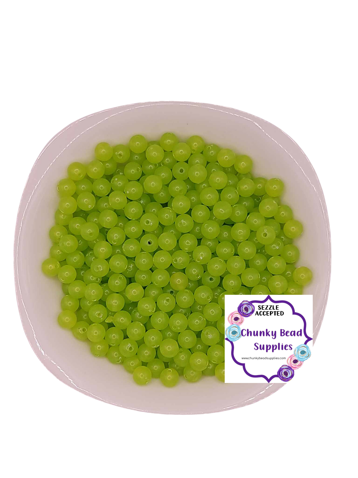 Cuentas acrílicas de gelatina "verde lima" de 12 mm
