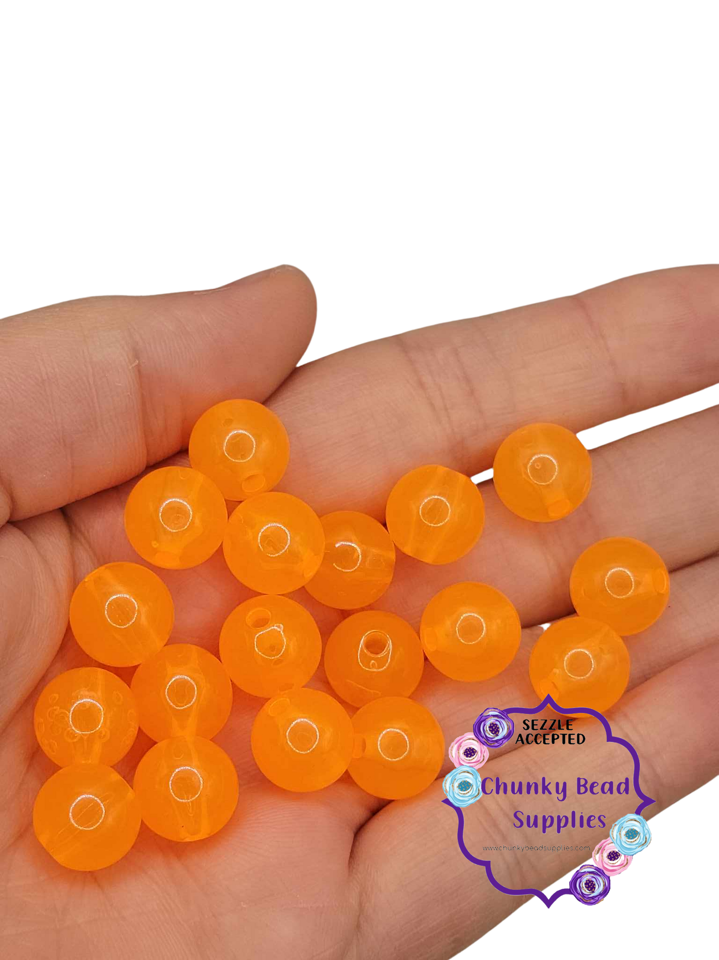 Cuentas de chicle gruesas de gelatina "naranja" de 12 mm