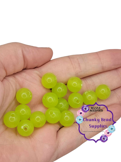 12mm "Lime Green" Jelly Acrylic Beads