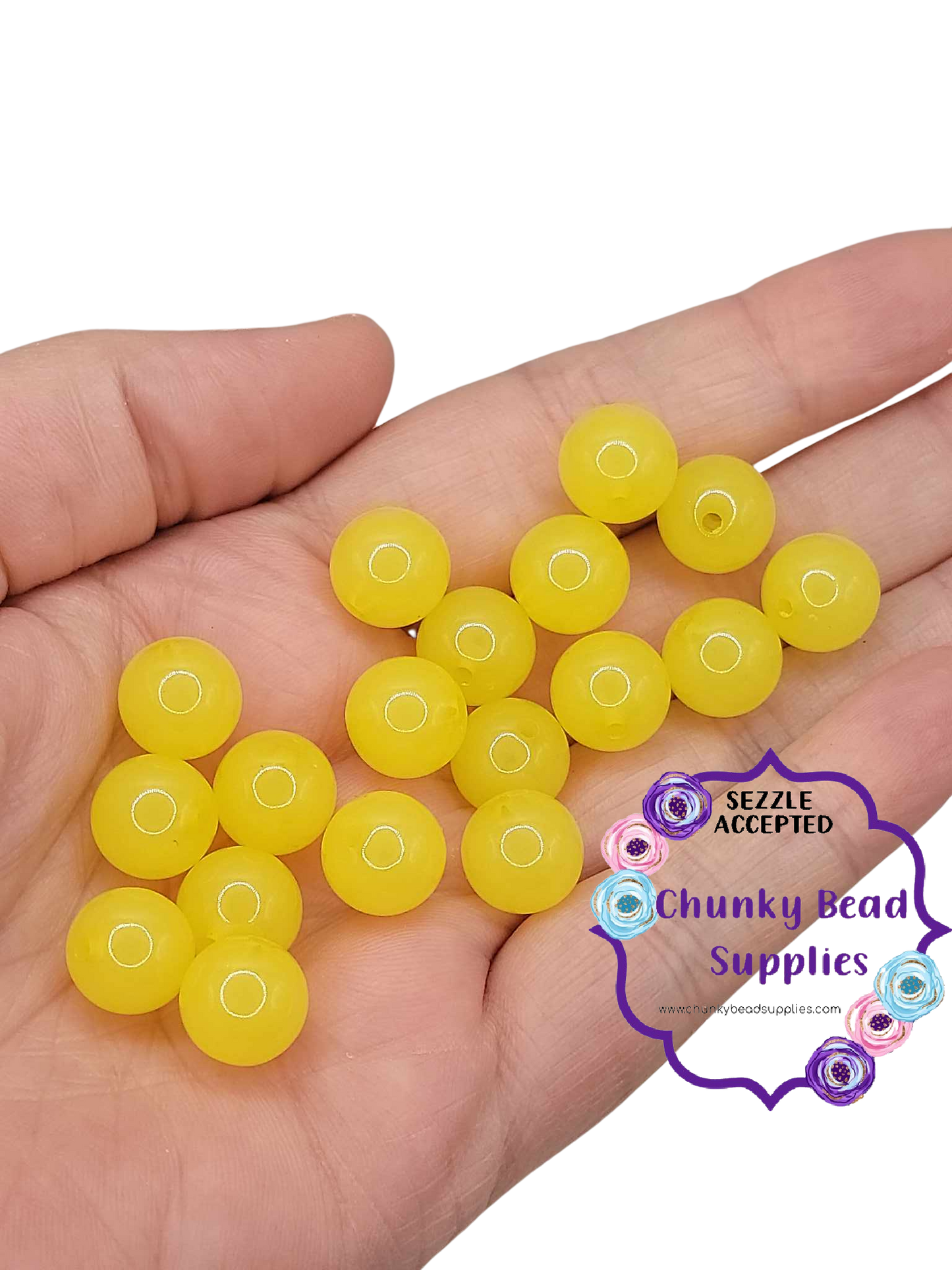 Perles acryliques gelées « jaunes » de 12 mm