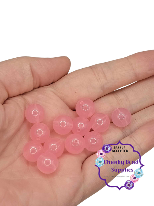 Cuentas acrílicas de gelatina "rosa chicle" de 12 mm