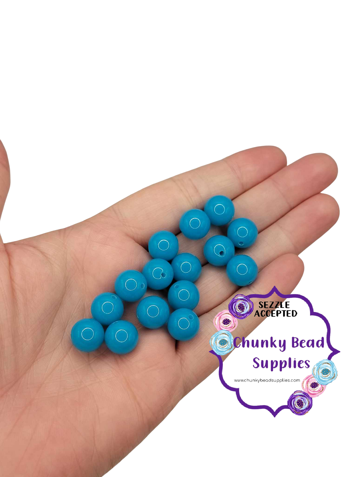 Perles de bubblegum épaisses néon « bleu » solides de 12 mm