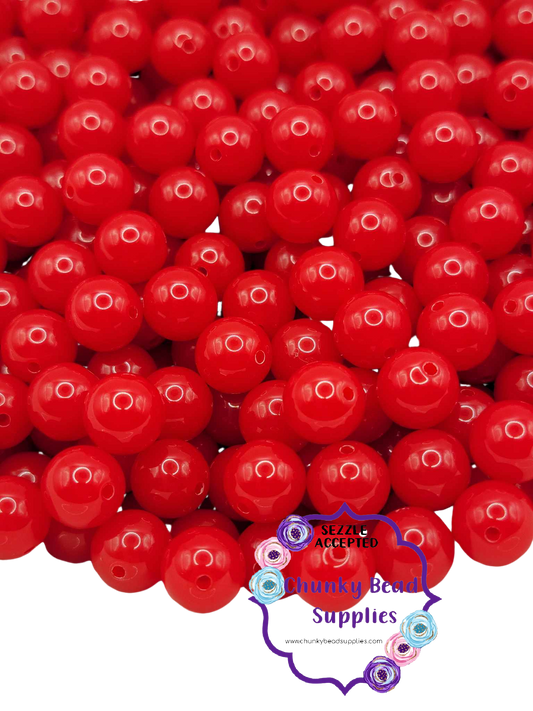 12mm "Red" Neon Solid Chunky Bubblegum Beads