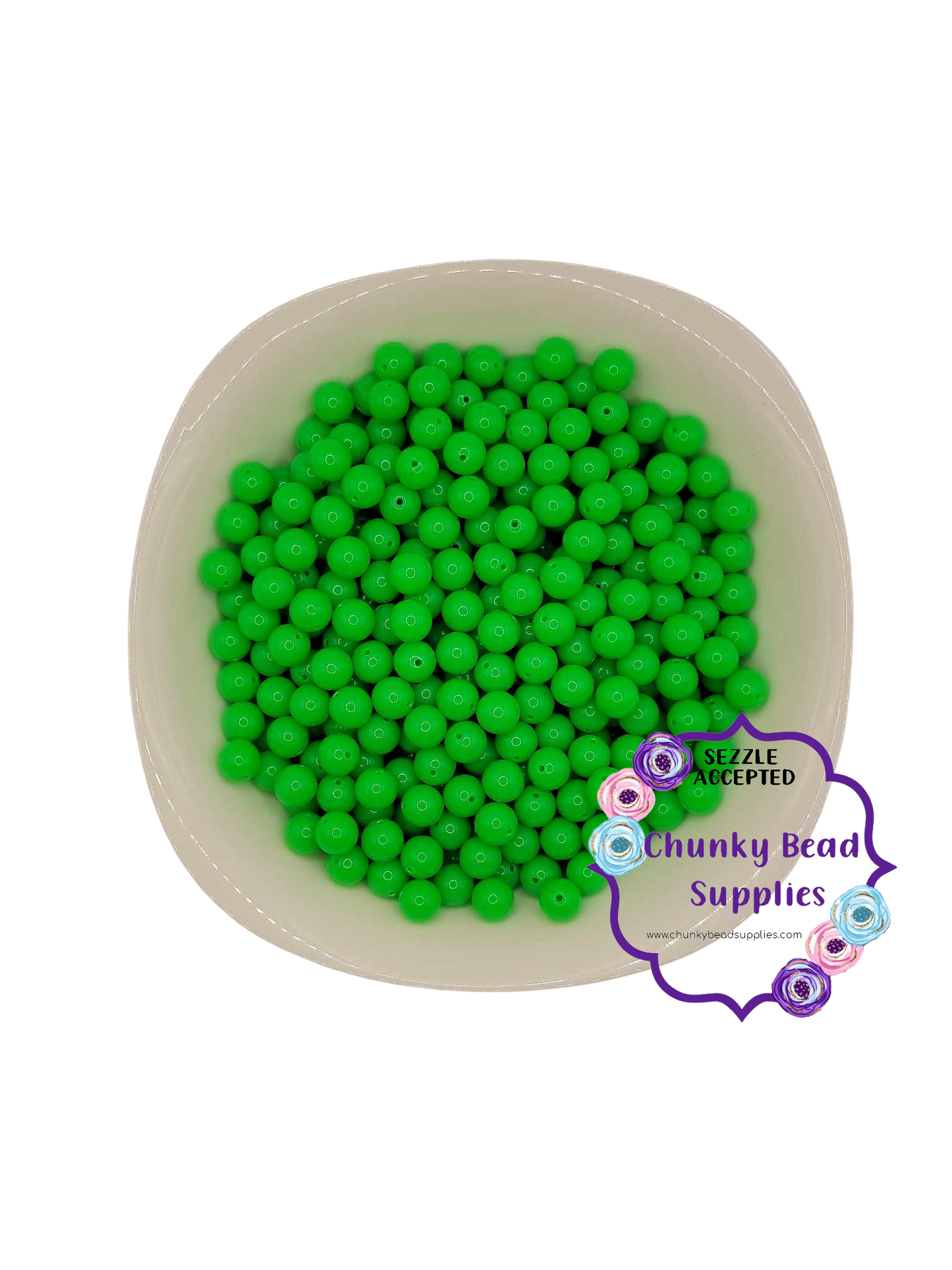 12mm "Green" Neon Chunky Bubblegum Beads