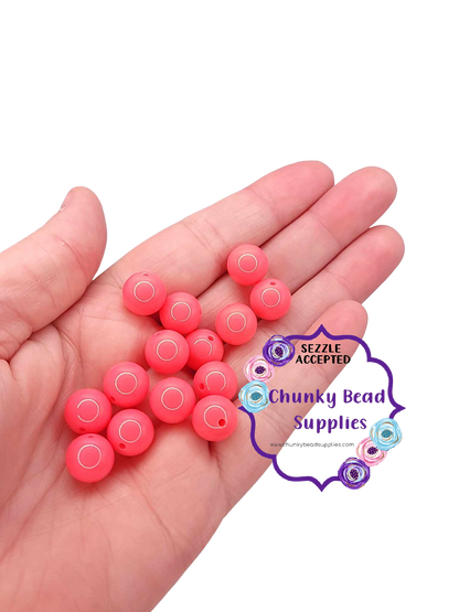12mm "Hot Pink" Neon Solid Chunky Bubblegum Beads
