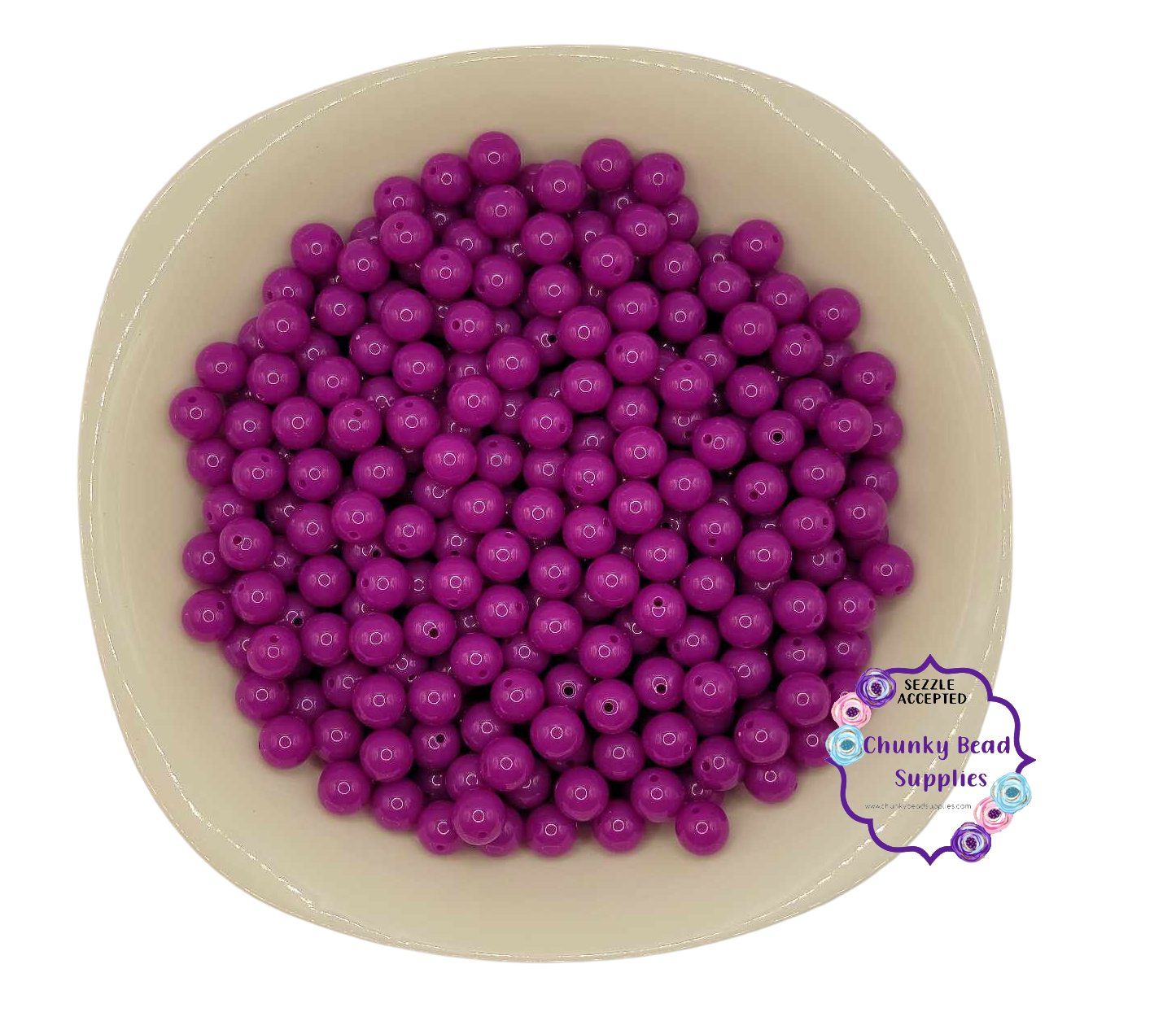 12mm "Purple" Neon Solid Chunky Bubblegum Beads