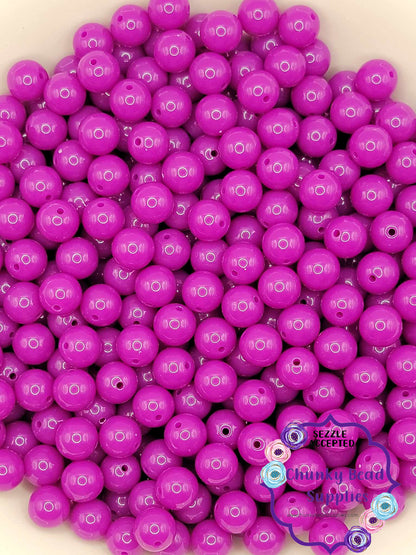 Perles de bubblegum épaisses néon « violet » de 12 mm