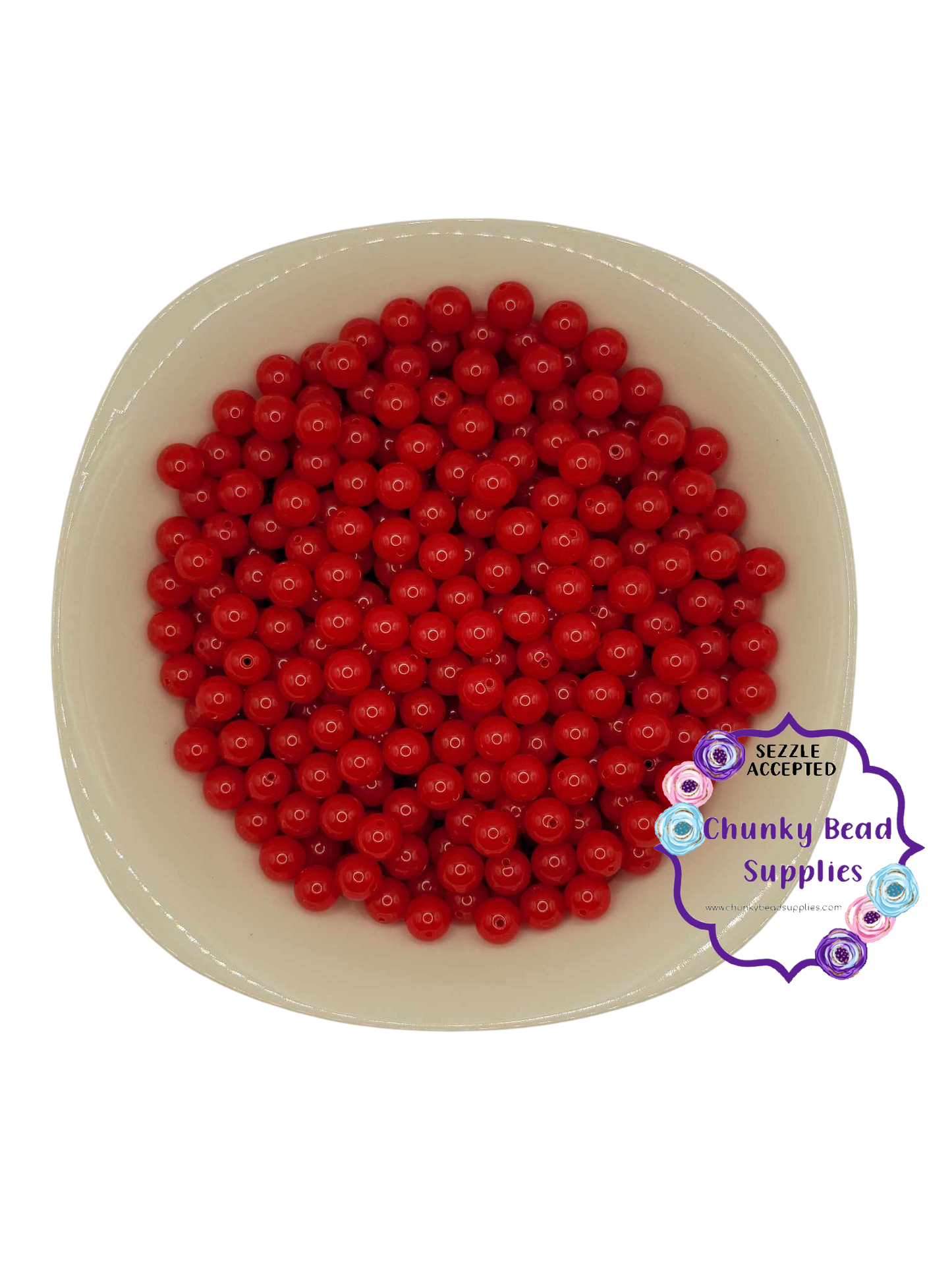 Perles de bubblegum épaisses néon « rouge » solides de 12 mm