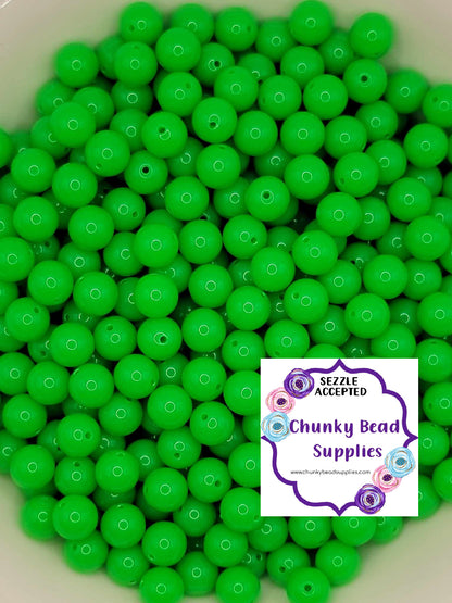 12mm "Green" Neon Chunky Bubblegum Beads