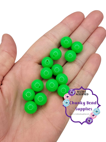 Perles de bubblegum épaisses néon « vertes » de 12 mm