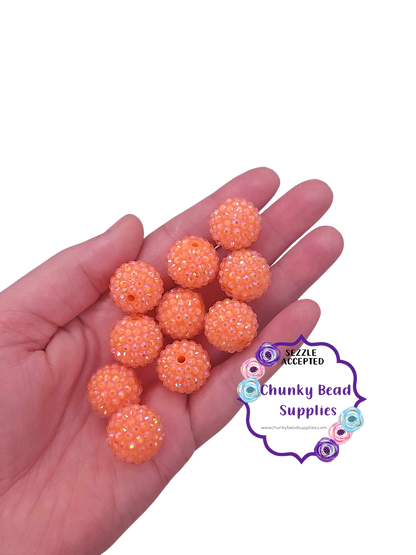 Perles acryliques strass « Corail clair » de 20 mm