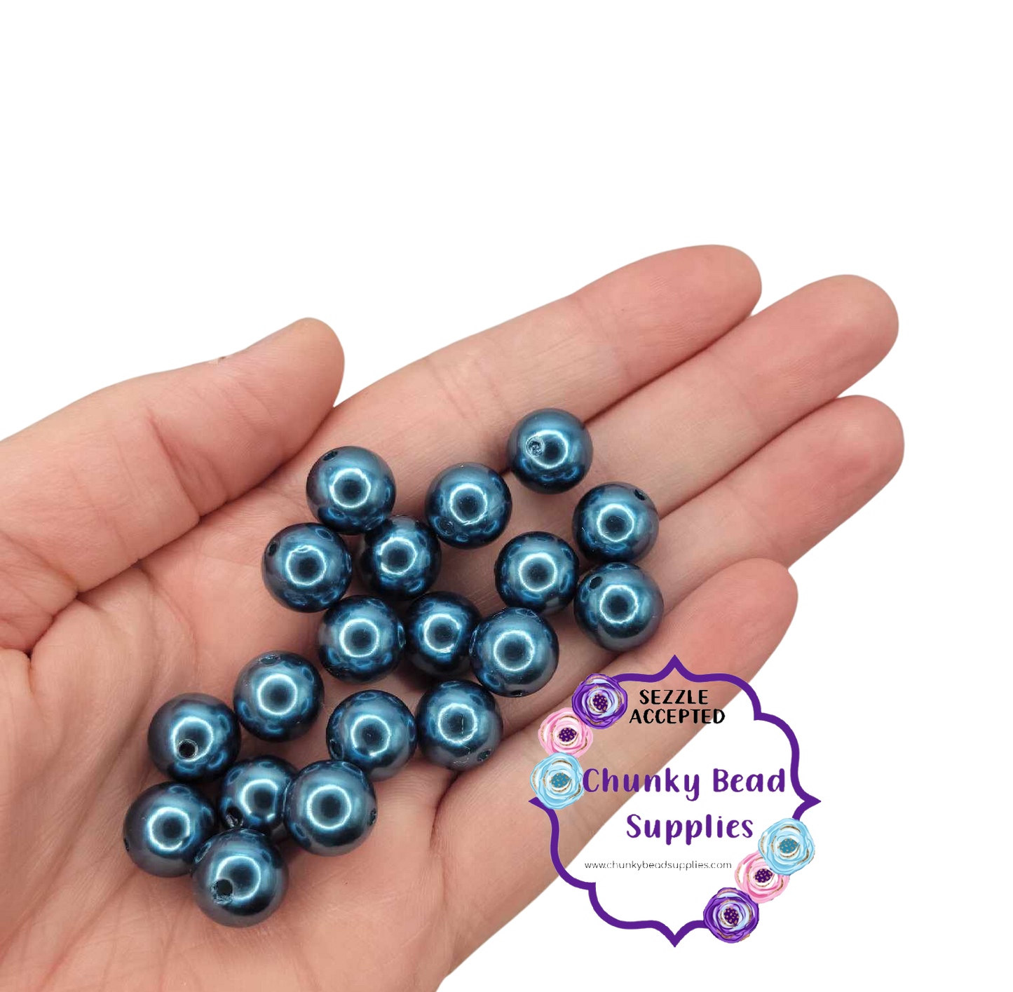 12mm "Teal Blue" Acrylic Pearls