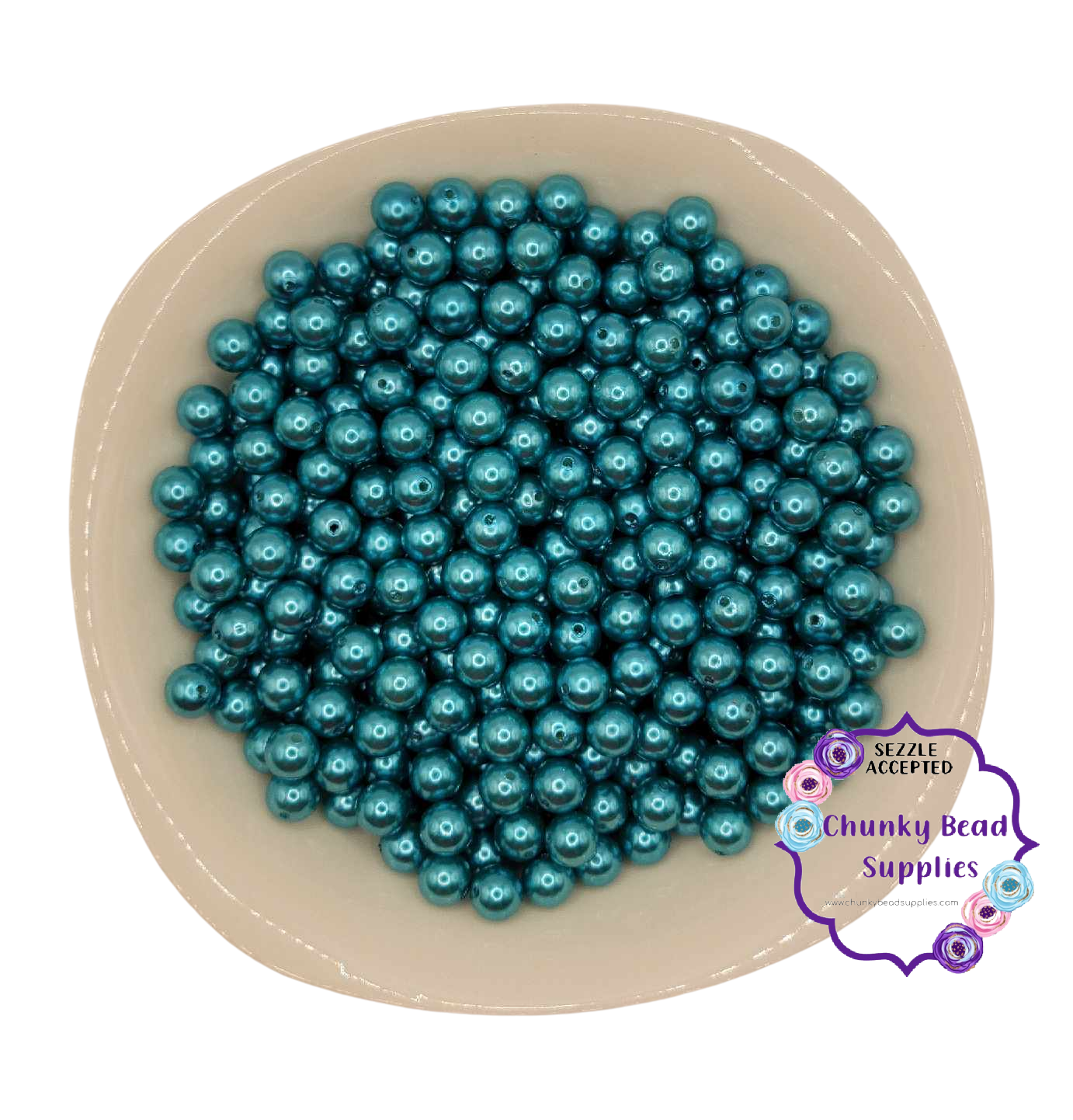 Cuentas de perlas acrílicas "verde azulado oscuro" de 12 mm