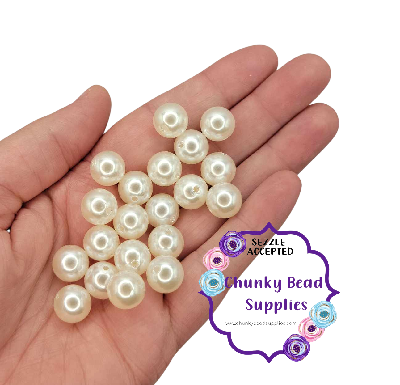 Cuentas de perlas acrílicas "Marfil" de 12 mm