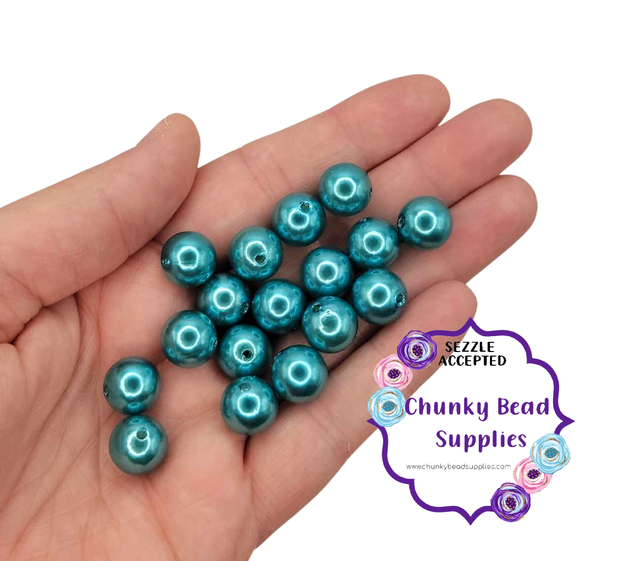 Perles acryliques « Sarcelle foncée » de 12 mm
