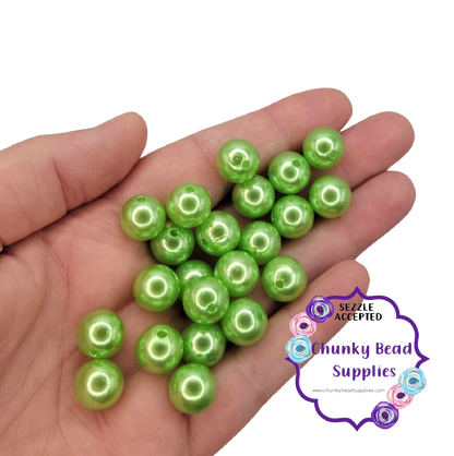 Cuentas de perlas acrílicas "manzana verde" de 12 mm