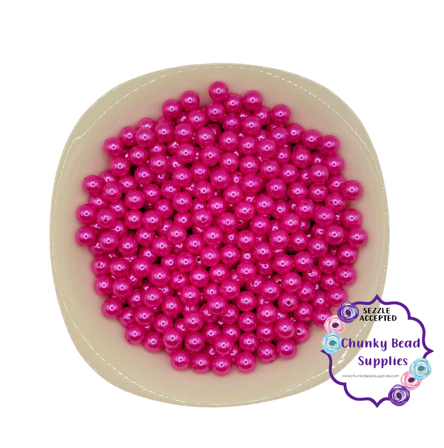 Cuentas de perlas acrílicas "rosa fuerte verdadero" de 12 mm