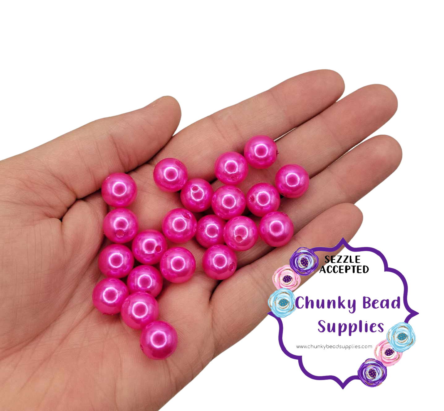 12mm "True Hot Pink" Acrylic Pearl Beads