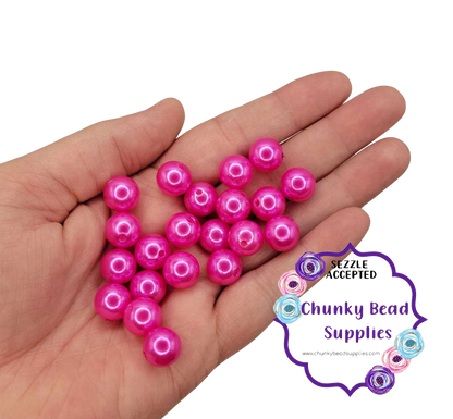 12mm "True Hot Pink" Acrylic Pearl Beads