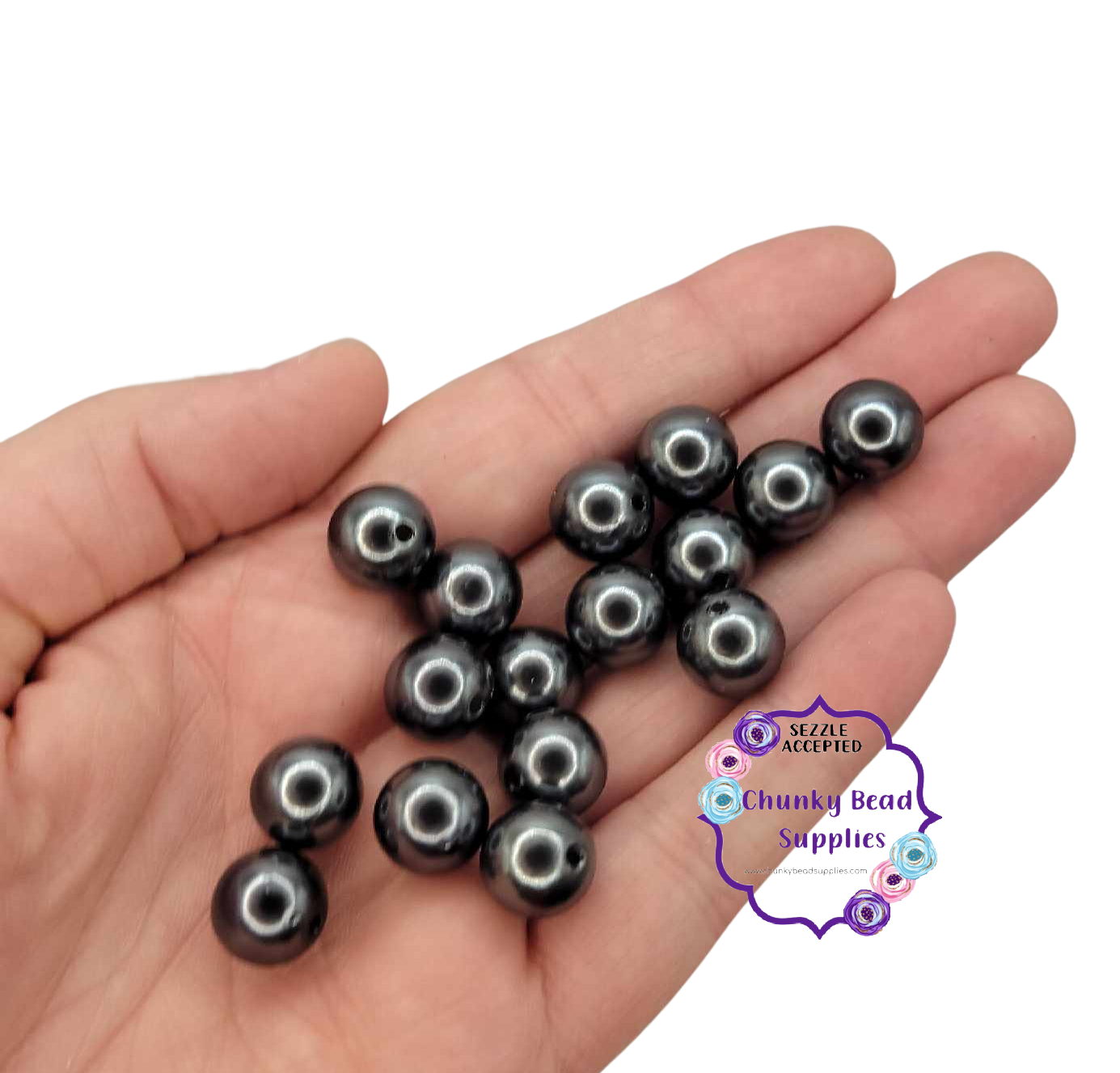 Perles acryliques « Gunmetal » de 12 mm