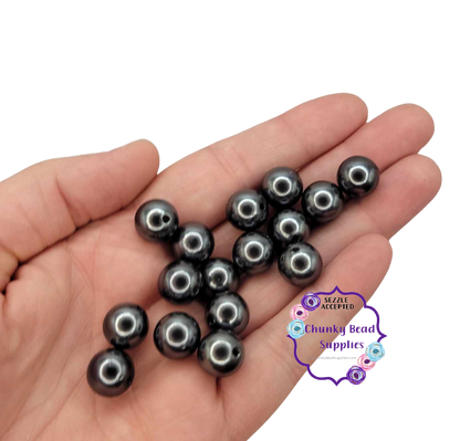 12mm "Gunmetal" Acrylic Pearl Beads