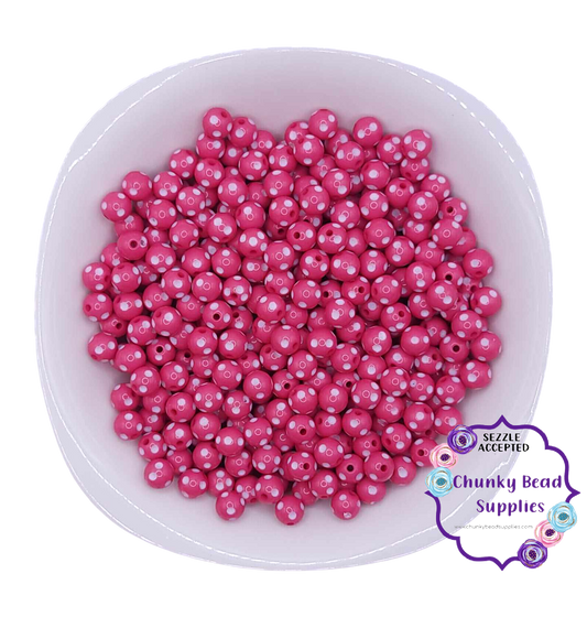 12mm "Hot Pink" Acrylic Polka Dot Beads