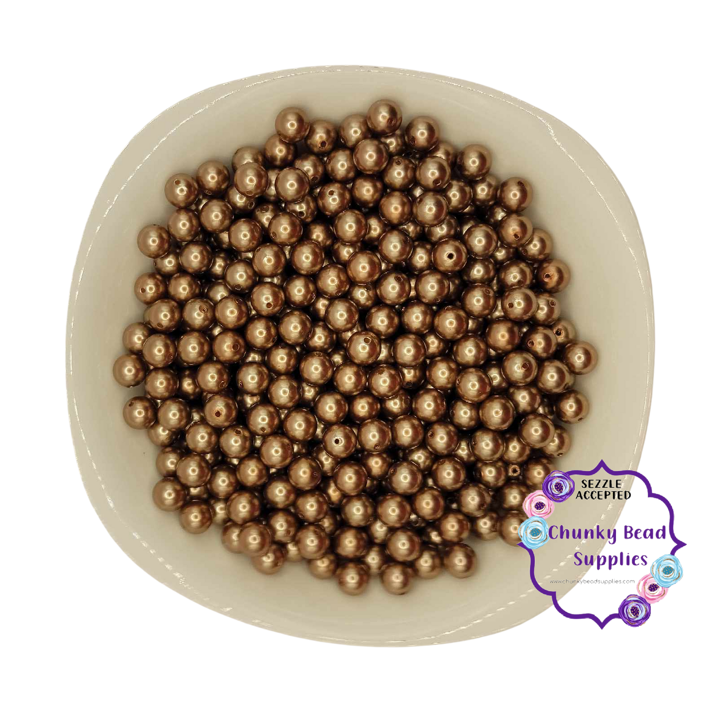 Cuentas de perlas acrílicas “marrón medio” de 12 mm
