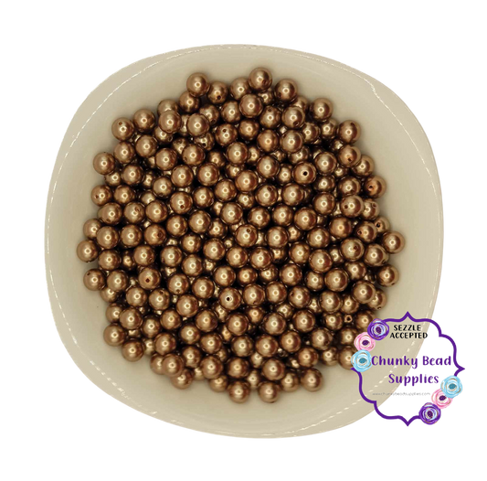 Cuentas de perlas acrílicas “marrón medio” de 12 mm