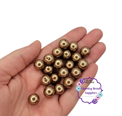 12mm “Medium Brown” Acrylic Pearl Beads