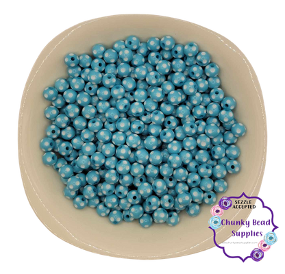 Perles à pois en acrylique « Aqua Blue » de 12 mm