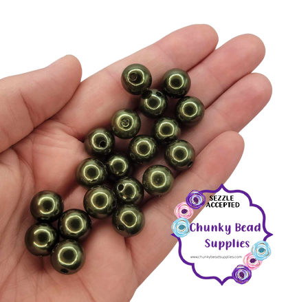 12mm "Midnite Green” Acrylic Pearl Beads