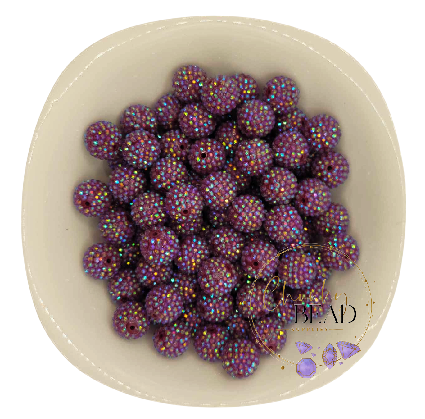 20mm "Grape" Rhinestone Acrylic Beads