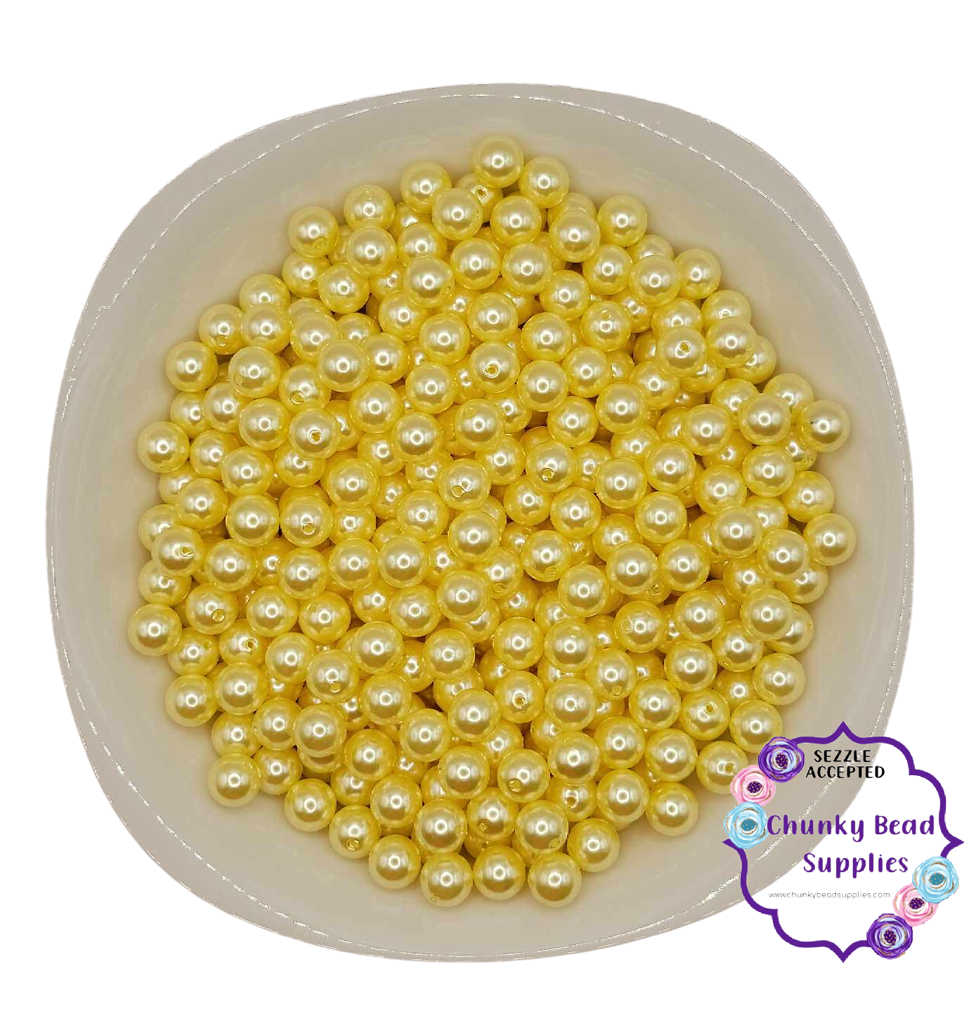 Perles acryliques « Jaune jonquille » de 12 mm 