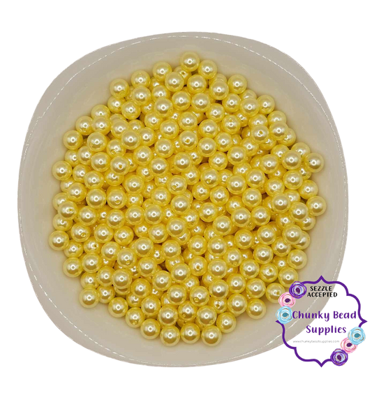 Cuentas de perlas acrílicas “amarillo narciso” de 12 mm 