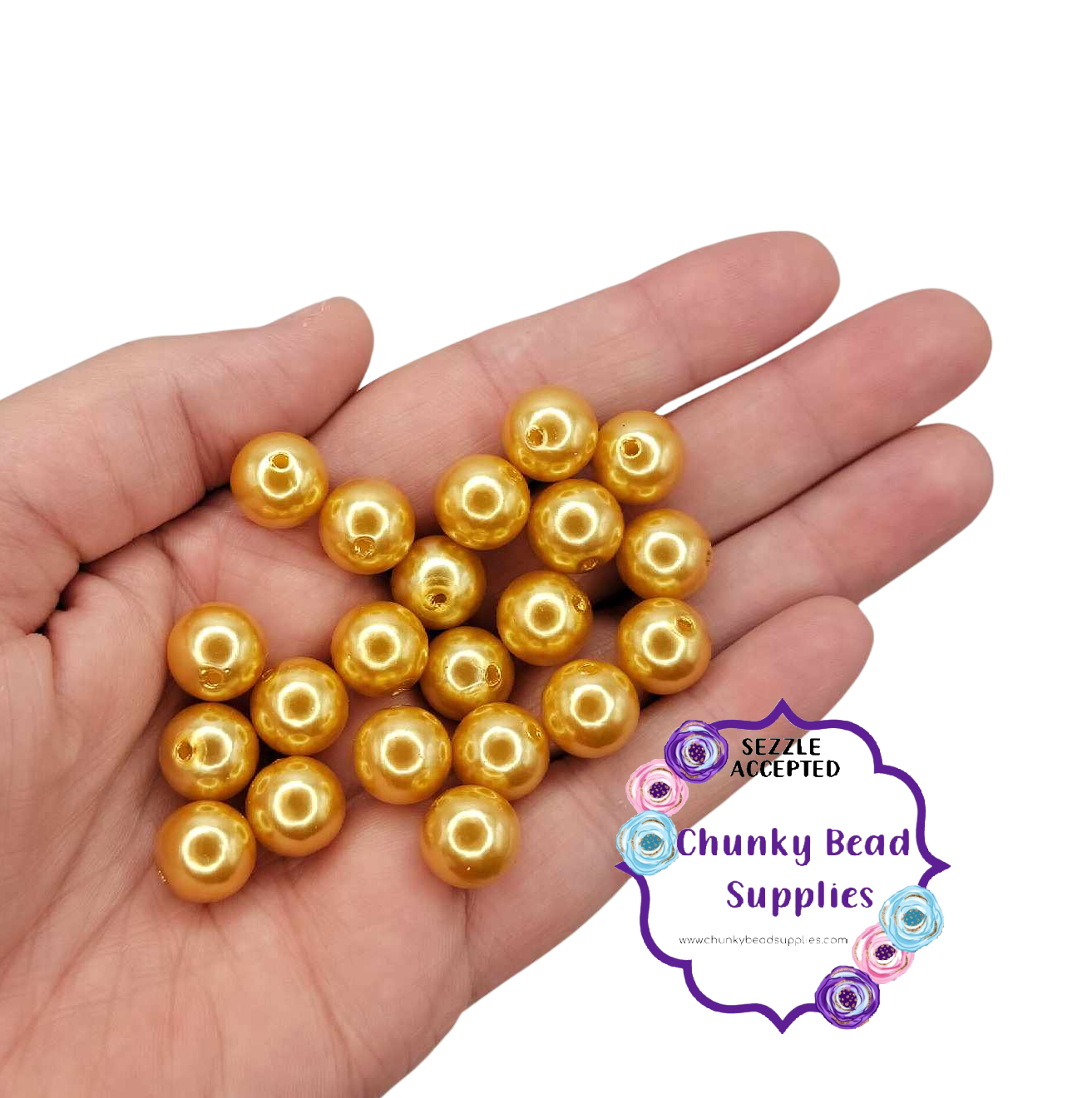 Perles acryliques « dorées » de 12 mm