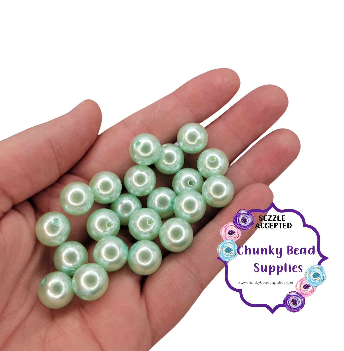 12mm "Mint Blue" Acrylic Pearl Beads