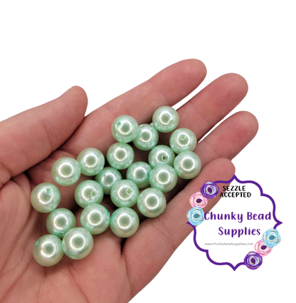 Perles acryliques « bleu menthe » de 12 mm