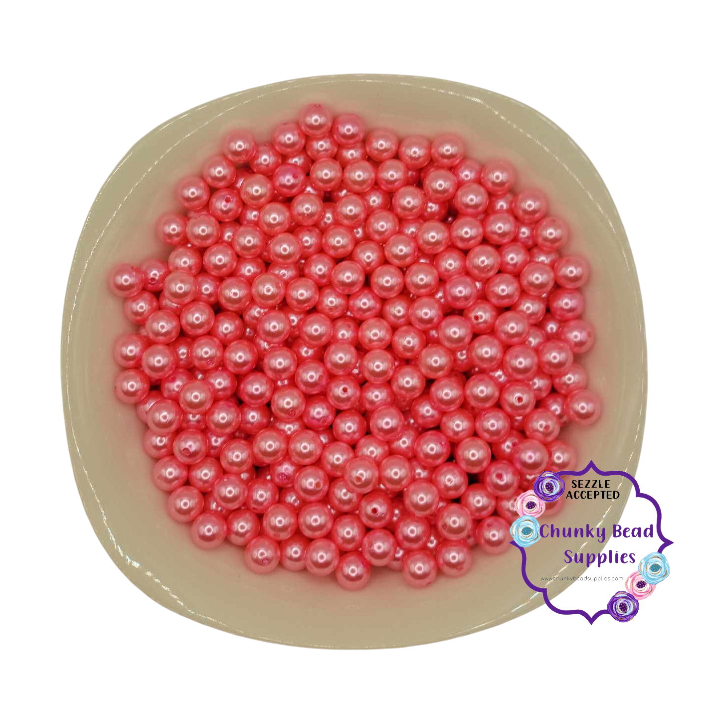 Cuentas de perlas acrílicas “rosa chicle” de 12 mm