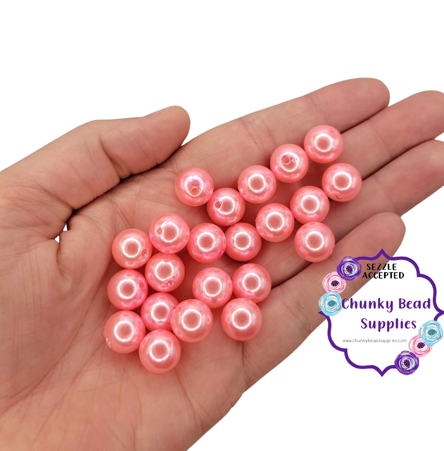 12mm “Bubblegum Pink” Acrylic Pearl Beads