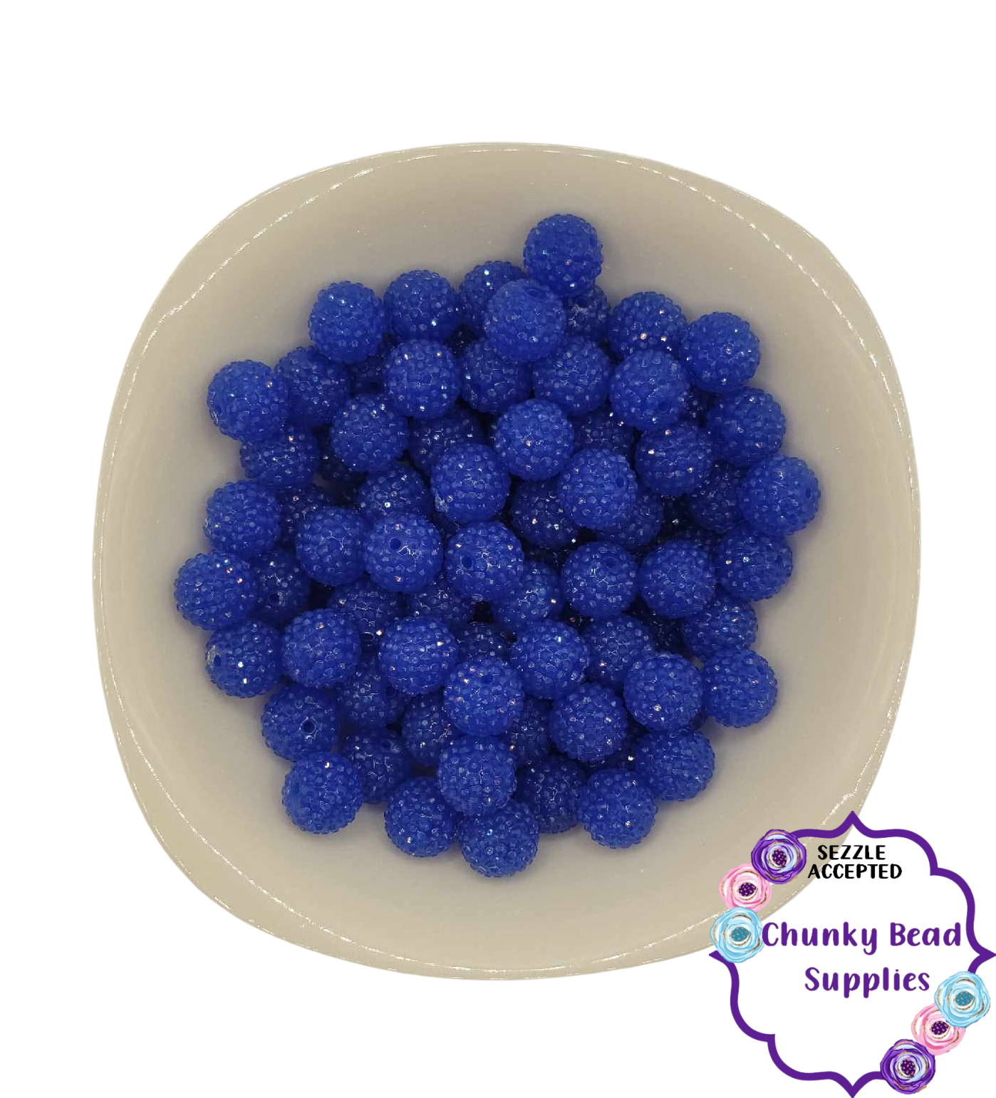 Perles acryliques strass gelée « bleu royal » de 20 mm