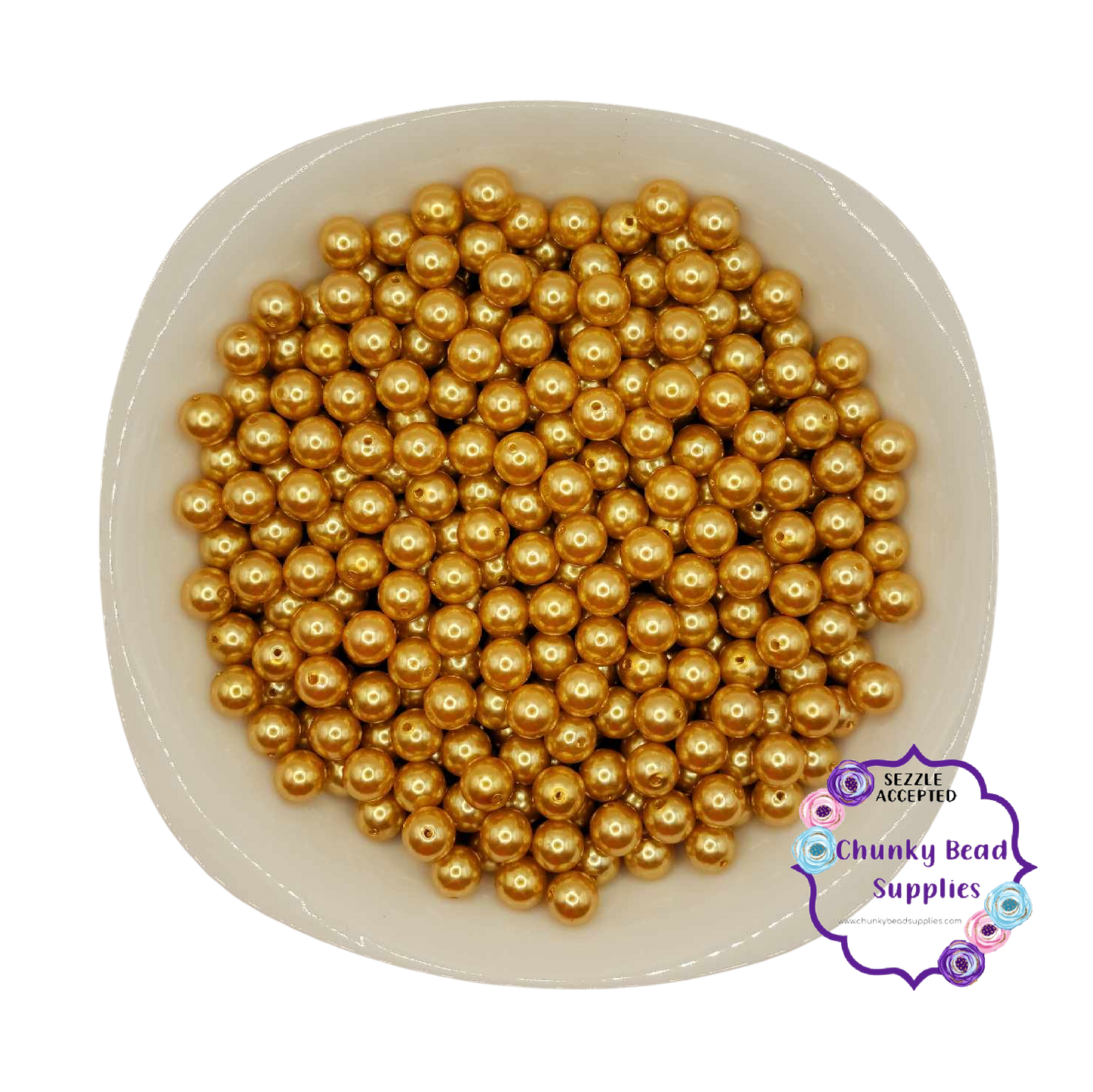 Perlas acrílicas “doradas” de 12 mm