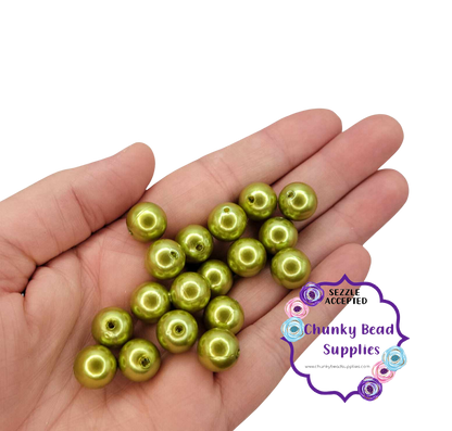 Perles Acryliques "Vert Olive" 12mm