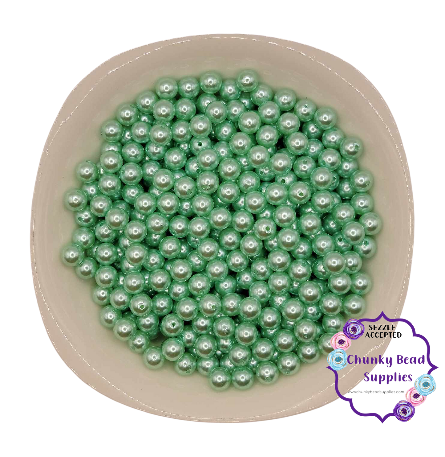 12mm “Mint Green” Acrylic Pearl Beads