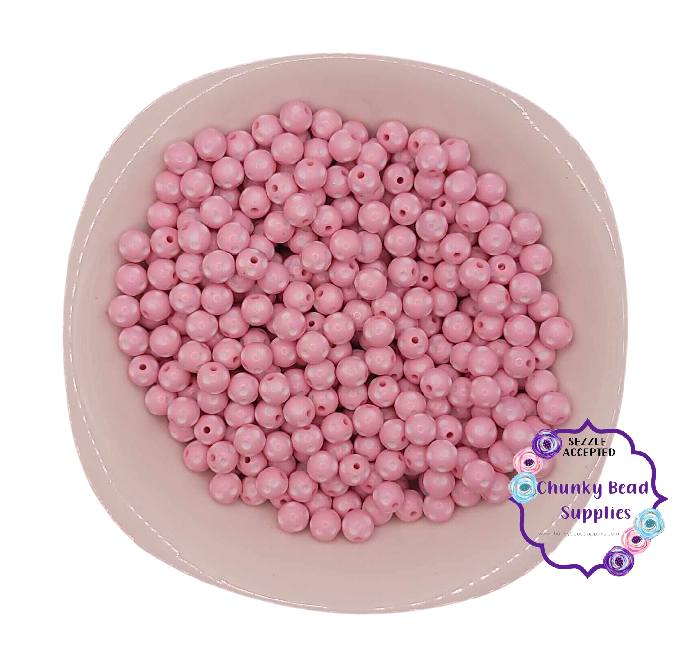 12mm "Pink" Acrylic Polka Dot Beads